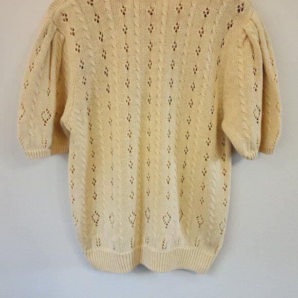 Vintage Bechamel Short Slv Sweater Knit Cross Stich Top USA Women M Retro 80's - Picture 9 of 12